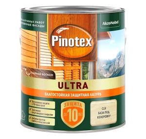Пропитка декоративная для защиты древесины Pinotex Ultra AWB полуглянцевая база CLR 2.5 л