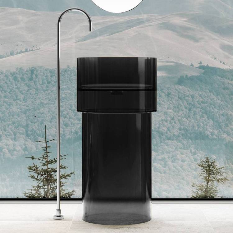 Раковина с пьедесталом Abber Kristall AT2701Onyx прозрачная, 45 см, черная