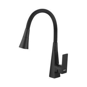 Смеситель для кухни Haiba HB73823-7 гибкий излив, черный