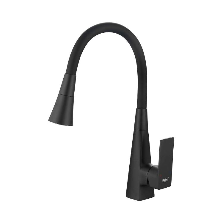 Смеситель для кухни Haiba HB73823-7 гибкий излив, черный