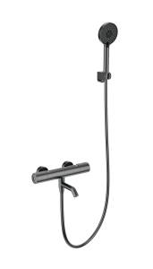 Смеситель для ванны Wonzon & Woghand WW-A2006-A1-BGG с душем и термостатом, темный графит
