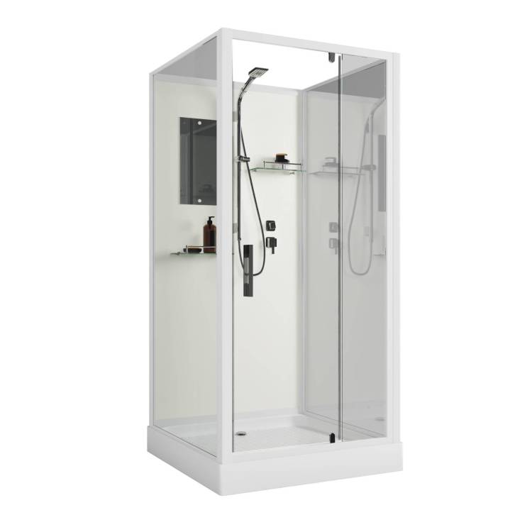 Душевая кабина Niagara Standart ST80/15Q/BK профиль белый, стекло прозрачное, 80x80x200