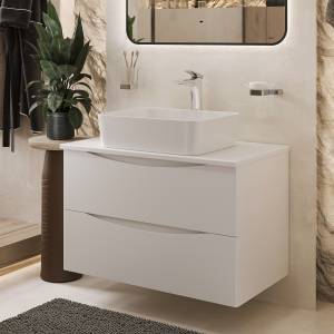 Тумба с раковиной BOND Cube T05805-S54480 белая матовая, 80 см