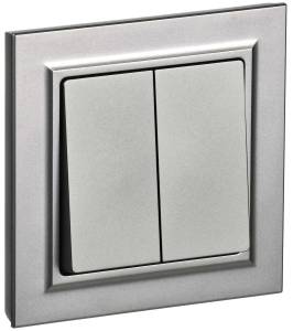 Выключатель 2-клавишный IEK Brite BR-V20-0-10-K46-F сталь