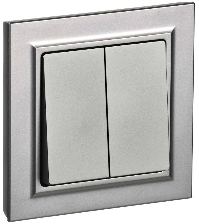 Выключатель 2-клавишный IEK Brite BR-V20-0-10-K46-F сталь