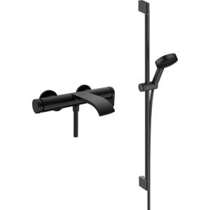 Душевой комплект Hansgrohe Vivenis Смеситель 75420670 для ванны с душем + Душевой гарнитур 24170670, матовый черный