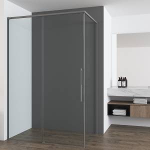Душевой уголок Vincea Ultima VSR-7UL9014CLGM профиль вороненая сталь, стекло прозрачное, 140x90x200