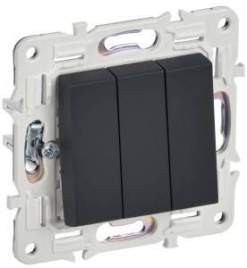 Выключатель 3-клавишный IEK Skandy SK-V30-0-10-K53 графит