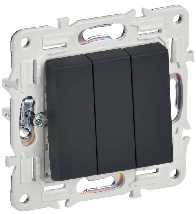 Выключатель 3-клавишный IEK Skandy SK-V30-0-10-K53 графит