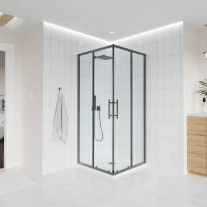 Душевой уголок Veconi Evo 300 GR профиль графит брашинг, стекло прозрачное, 100x100x195