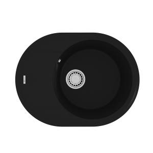 Кухонная мойка Lemark LACHA 620 9910049 врезная овальная с крылом из кварцгранита антрацит