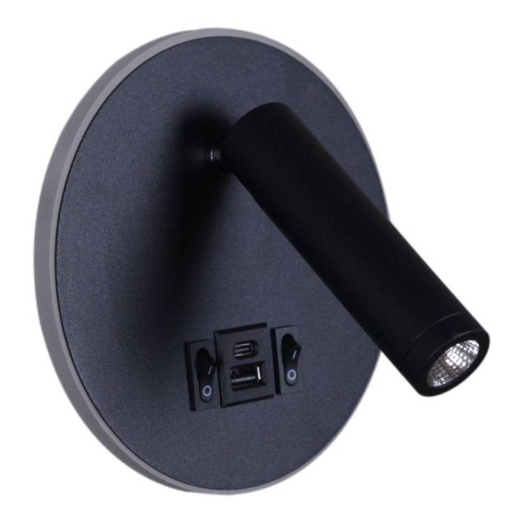 Настенный светильник Reluce 86203-9.2-001KT LED12W+USB BK