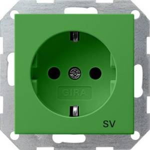 Розетка Gira System 55 Schuko SV с/з 16A 250V безвинтовой зажим зеленый 045502