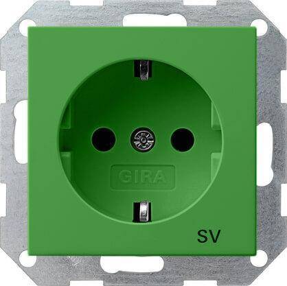 Розетка Gira System 55 Schuko SV с/з 16A 250V безвинтовой зажим зеленый 045502
