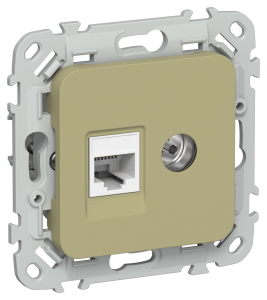 ТВ-розетка+Ethernet RJ45 IEK Flite FI-AK22-1-K26 оливковый