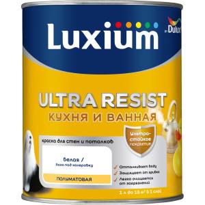 Краска латексная Luxium Ultra Resist Для Кухни и Ванной полуматовая база BC 0.9 л