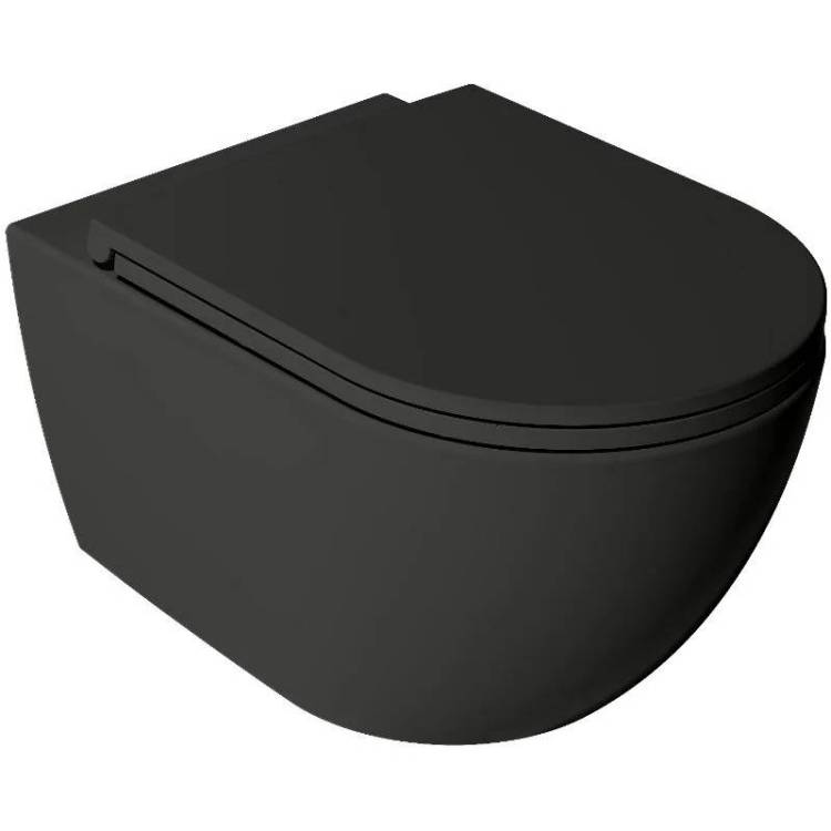 Унитаз подвесной Isvea VEA Rondo 10VA02002SV-2N безободковый, сиденье с микролифтом, черный матовый
