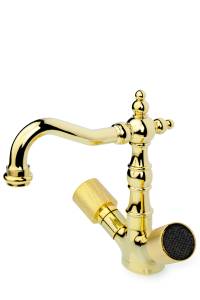 Смеситель для раковины Boheme Royal Crystal black 292-Royal/CRST black высокий, золото
