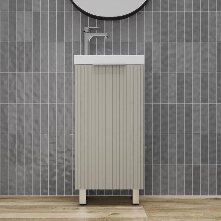 Тумба с раковиной Style Line Соло напольная, санд серая галька, раковина белая, 72x40x22