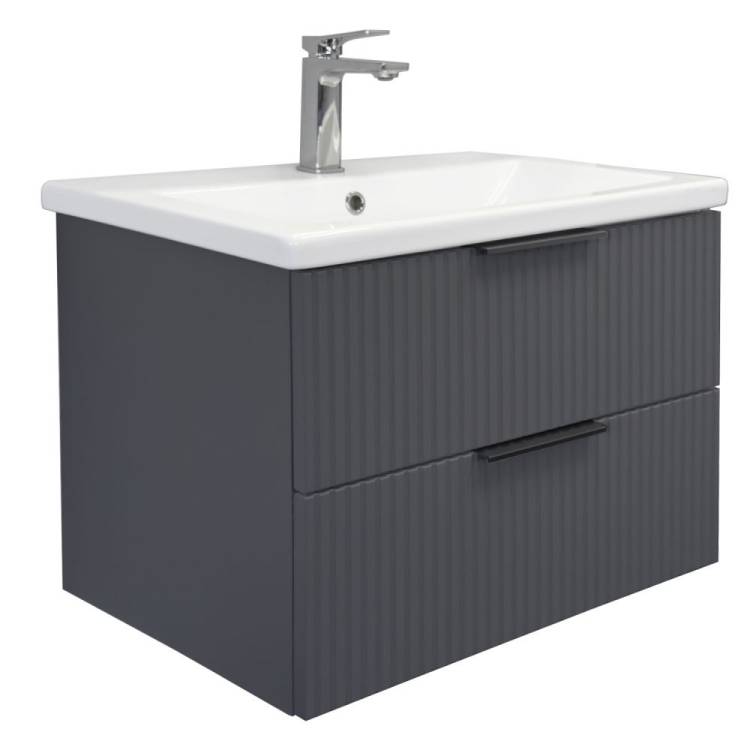 Тумба с раковиной Comforty Лима-70П2 00-00019212 подвесная, антрацит