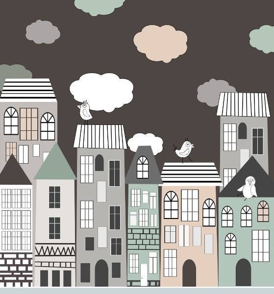 3D Фотообои Artegrafico «Европейский городок» KID-135 акварель