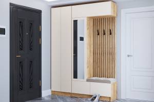 Стенка для прихожей ТЭКС Руэлла Н00186741 дуб крафт золотой, кашемир комплект 5