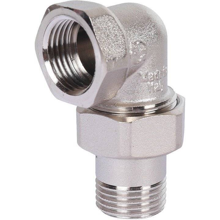 Разъемное соединение Stout угловое, никелированное, американка, внутренняя-наружная семья 1/2, арт. SFT-0059-000012