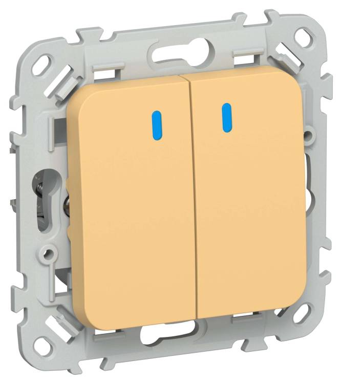 Выключатель 2-клавишный проходной IEK Flite FI-V22-1-10-1-K90 золотарник