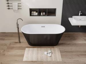 Акриловая ванна Cerutti Spa Resia CT10879 черная снаружи, белая внутри, 170x75