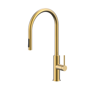 Смеситель для кухни Paulmark Senso Se215180-LG с выдвижным изливом, светлое золото