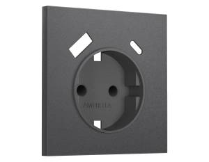Лицевая панель для электрической розетки с заземлением со шторками 2USB A+C Ambrella Volt Sigma SP6600 антрацит серый