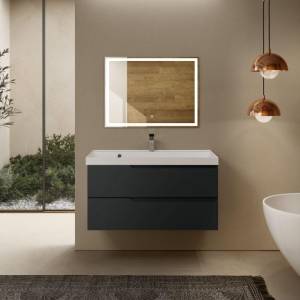 Тумба под раковину AQUAme S3 AQM900310GM подвесная, антрацит, 100 см