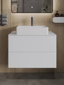 Тумба с раковиной Orange Отто Ot-75TuMDF+B04-500W белая глянцевая, 75 см