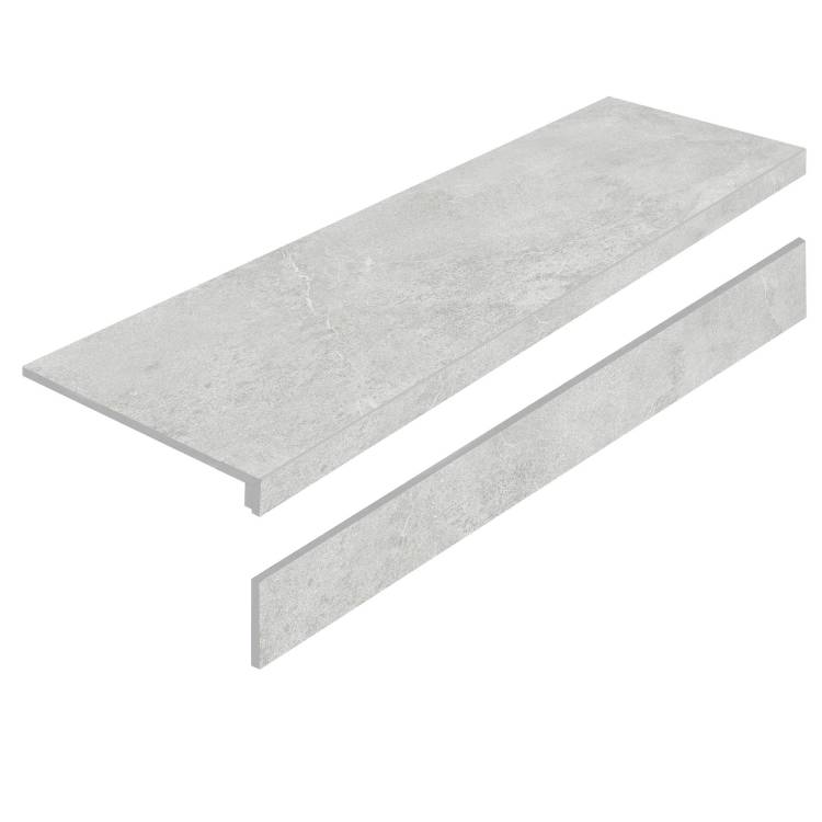 Ступень Staro L Porcelain Step Limestone Nero AS с подступенником 32x120