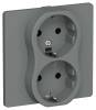 Розетка 2-местная с заземлением IEK Flite FI-R21C-16-1-K80 мокрый асфальт