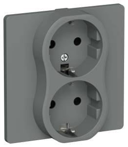 Розетка 2-местная с заземлением IEK Flite FI-R21C-16-1-K80 мокрый асфальт
