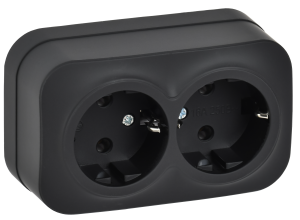 Розетка 2-местная с заземлением IEK Glory ERH21-K02M-16 черный матовый