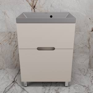 Тумба с раковиной Style Line Матис 60 напольная, крем, раковина серый шелк, 82x60x45