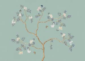 3D Фотообои Artegrafico «Деревце с золотыми ветвями на бирюзовом» DV-012 канвас