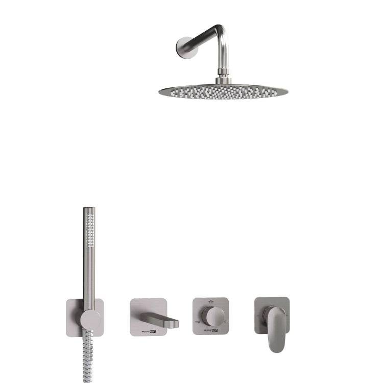 Душевой комплект Wasserkraft Spree A1451.273.274.097.121.275.100.276 с верхней душевой насадкой, никель, встраиваемый, с лейкой