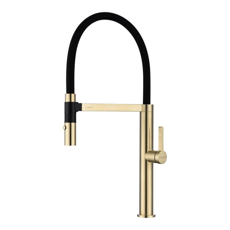 Смеситель для кухни Paulmark Leader Le214101-LG с гибким изливом, светлое золото
