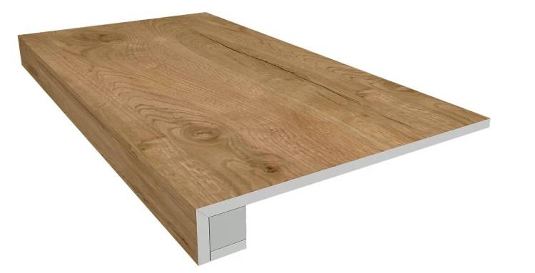 Ступень Ametis by Estima Selection 39149 Set/Steptrade/SI04_NS/33x120/Riser/SI04_NS/14,5x120 33x120 неполированная с бортиком + Подступенок 14.5x120