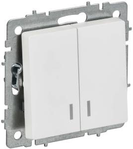 Выключатель 2-клавишный IEK Brite BR-V20-1-10-K91 арктический белый