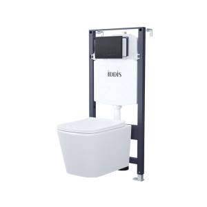 Комплект Iddis Basic BASBI02i73 безободковый, сиденье микролифт, кнопка черная матовая