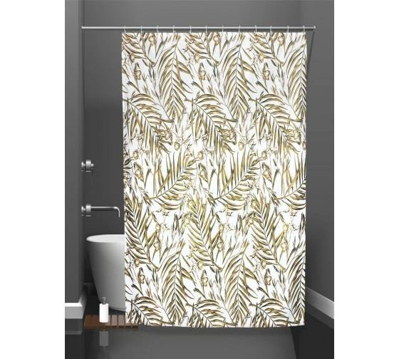 Штора для ванной Bath Plus Nuts akch20103 с кольцами, 180x180, белый, бежевый, коричневый