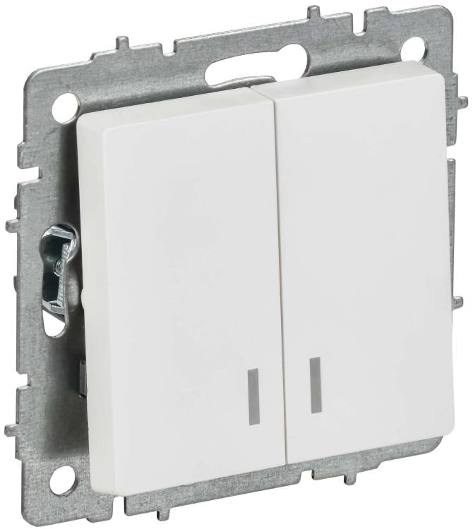 Выключатель 2-клавишный IEK Brite BR-V20-1-10-K91 арктический белый