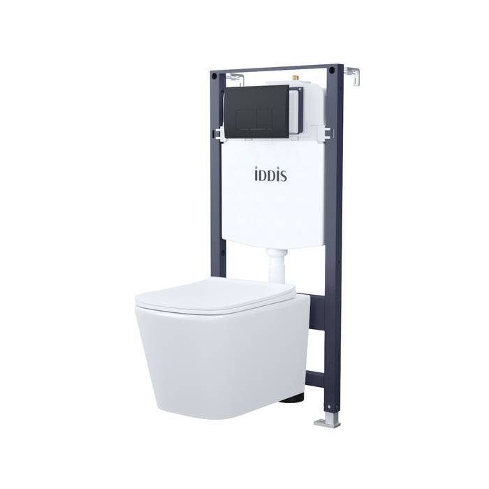 Комплект Iddis Basic BASBI02i73 безободковый, сиденье микролифт, кнопка черная матовая