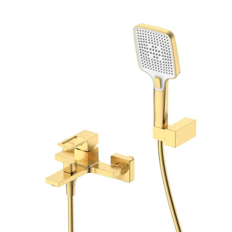 Смеситель для ванны с душем DQ Dortmund DA1713207 короткий излив, золото матовое