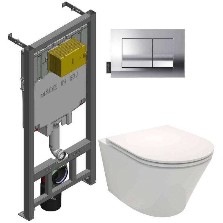 Унитаз с инсталляцией Jacob Delafon Rodin+ E21749RU-00 с кнопкой хром