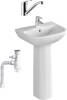 Комплект Раковина VitrA S20 5503B003 + Пьедестал VitrA S20 5529B003 + Смеситель Rossinka Y Y35-22 + Сифон Wirquin Минор с отводом для стиральной машины